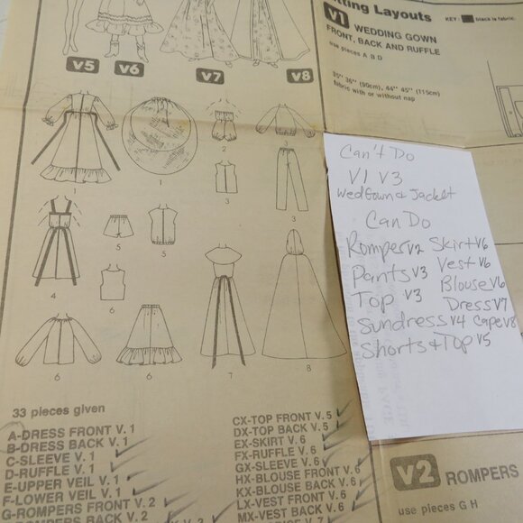 Simplicity 8333 Sewing Pattern 11.5 & 12.5" tall Doll Clothes INCOMPLETE see all - Picture 5 of 16
